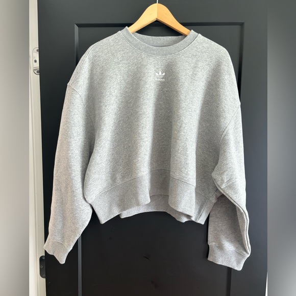 adidas Originals Adicolor Essentials fleece Crew Sweatshirt large grey Heather - Picture 4 of 9